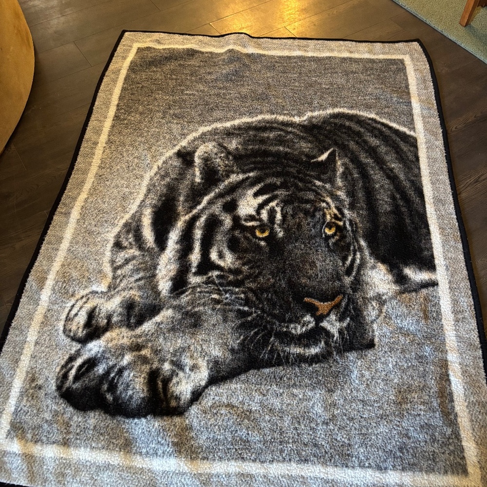 Vintage Biederlack TIGER Reversible Acrylic Blanket Large
